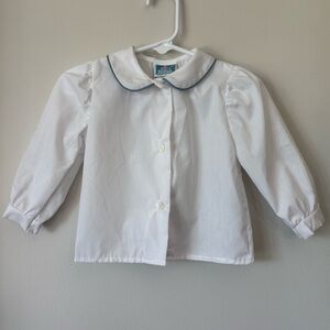 Vintage Melissa Jackson White Blouse L 12-18 Months Peter Pan Collar Button Down
